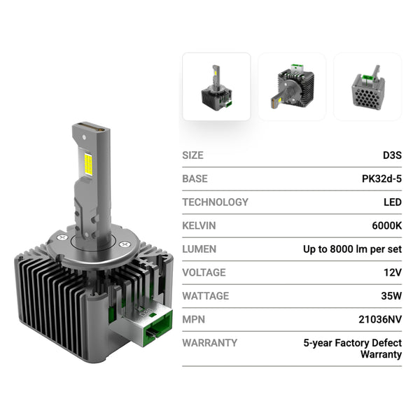 DAMA D3S Neo Vision LED Bulbs | 35W 6000K HID to LED Upgrade (Pair