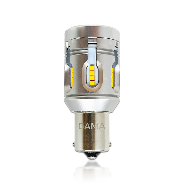1156 Dama Mini 6000K White Amber LED Bulbs w/ Canbus 24CSP Amber