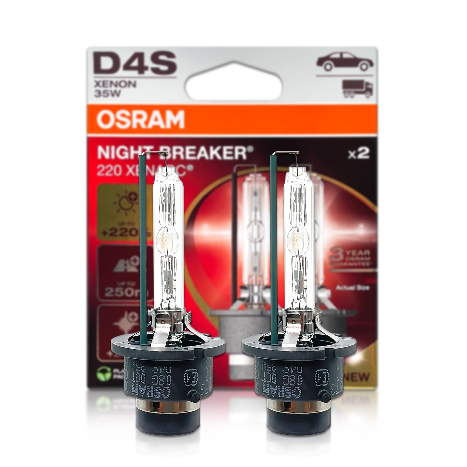 D4S Osram 66440XN2 Night Breaker 220 HID Xenon Bulbs Pack of 2