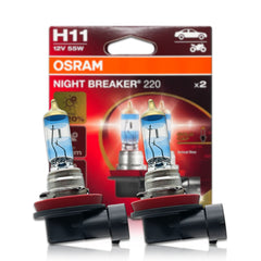 Osram H11 64211NB220-2HB Night Breaker 220 Halogen Bulbs 3900K 12V