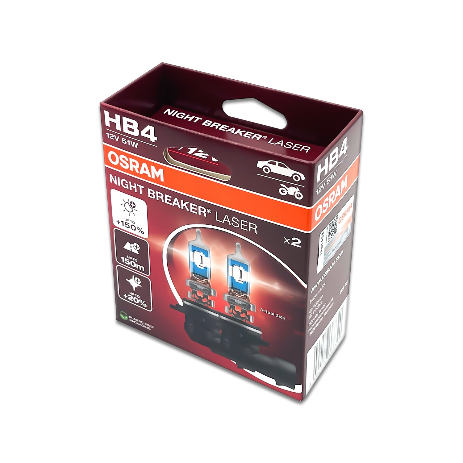 OSRAM NIGHT BREAKER LASER H1, 150% meer helderheid, halogeen koplamplamp, 64150NL-2HB, 12V, Hangende vouwdoos (2 lampen OSRAM NIGHT BREAKER LASER H1, 150% meer helderheid, halogeen koplamplamp, 64150NL-2HB, 12V, Hangende vouwdoos (2 lampen