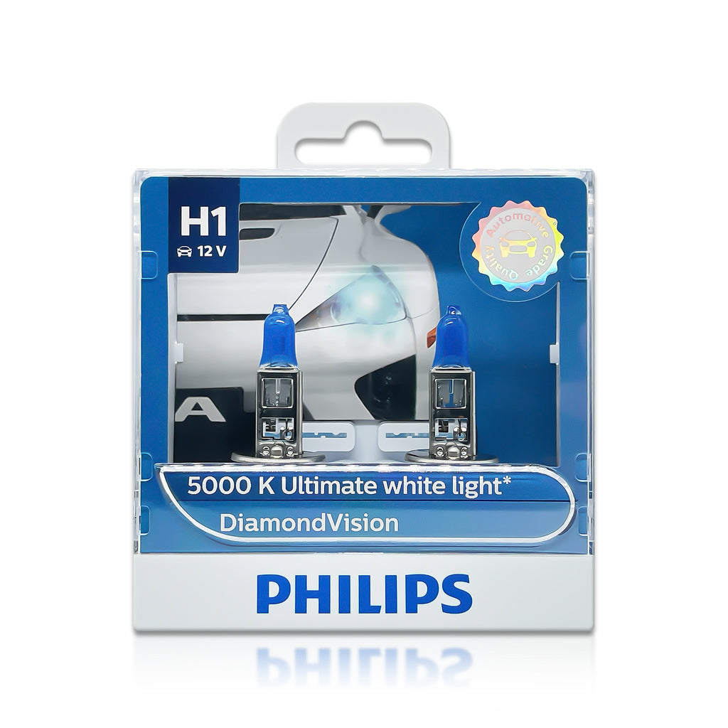 Philips H1 12258DVS2 DiamondVision Halogen Bulbs 5000K 12V 55W