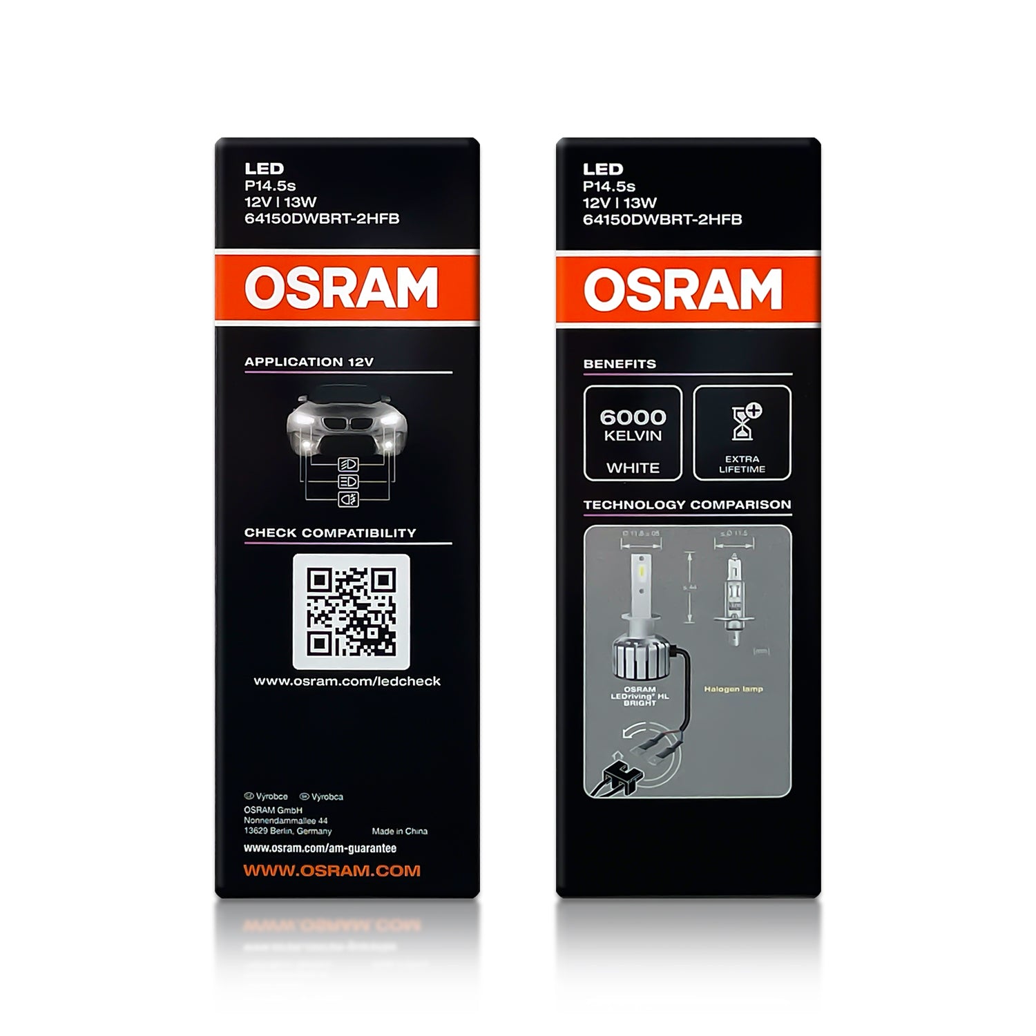 H1 Osram 64150DWBRT LEDriving HL BRIGHT LED Bulbs