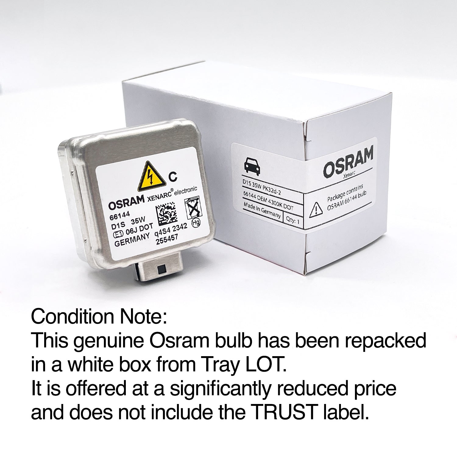D1S Osram 66144 HID Xenon Bulb Factory Original OEM from Bulk Tray