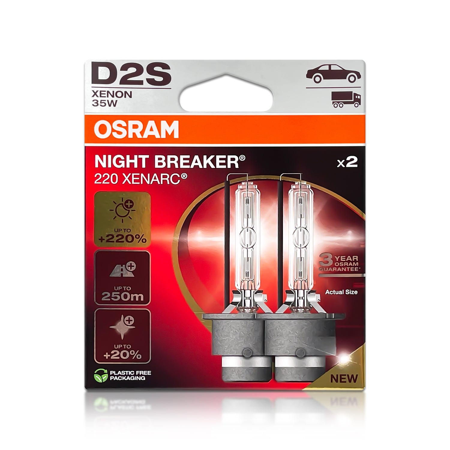 Osram D2S 66240XN2-2HB Night Breaker 220 HID Xenon Headlight Bulbs