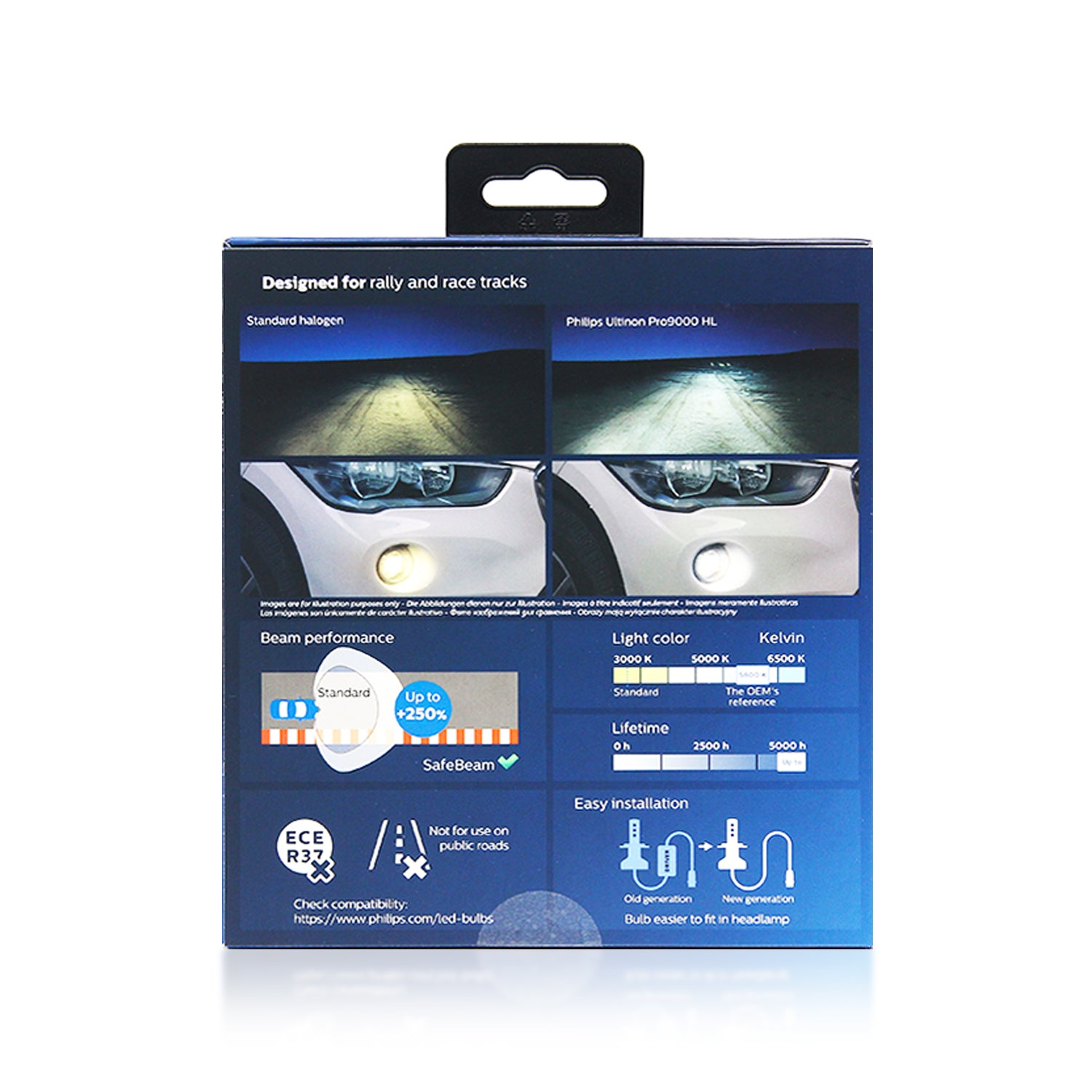 Philips Ultinon Pro9000 LED H1 H4 H7 H8 H11 H16 HIR2 HB3 HB4 Car Headlight  9005 9006 9012 5800K White 250% Bright Auto Lamps 2x