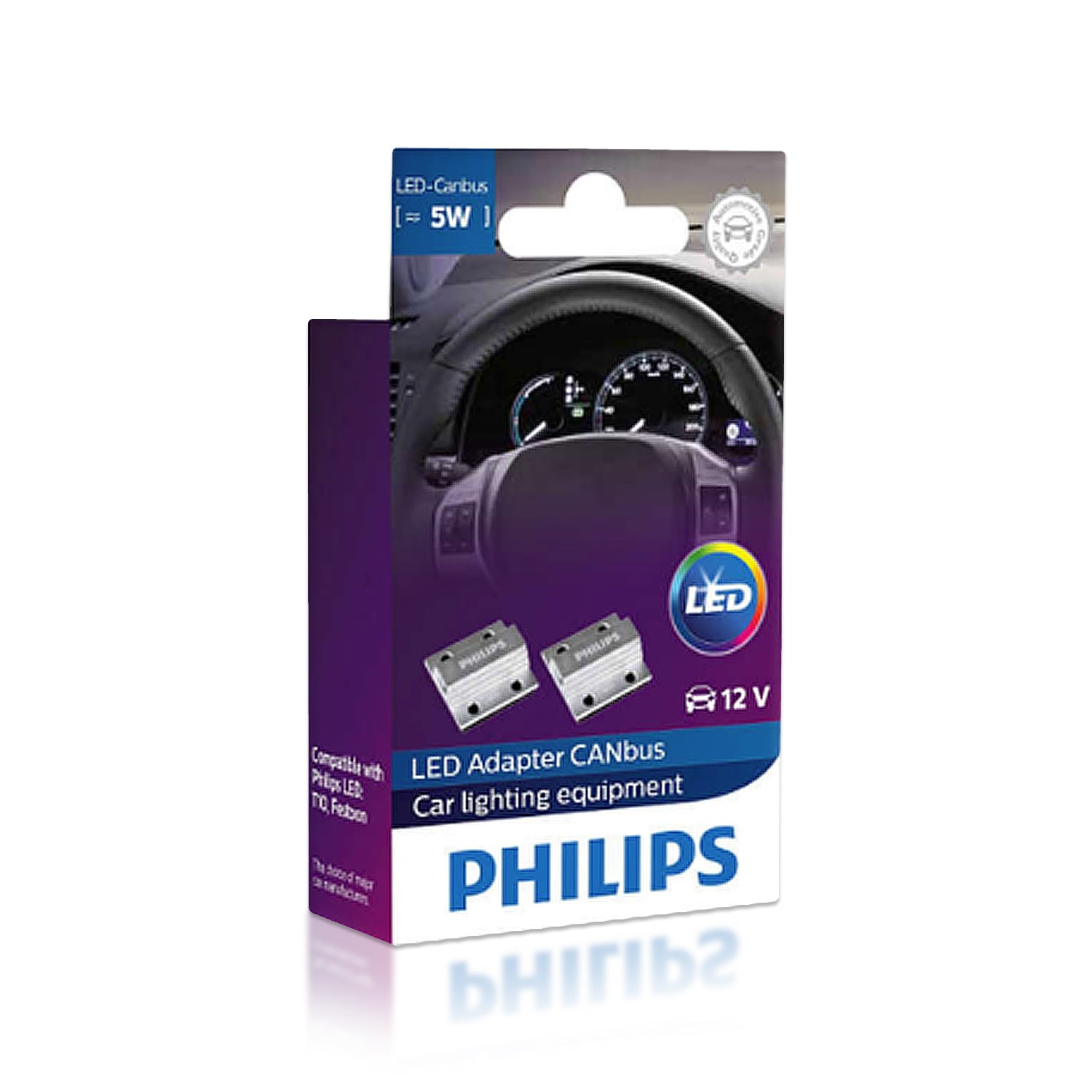 Genuine PHILIPS Headlight 12V H4 CANbus LED Adapter - Twin Pack