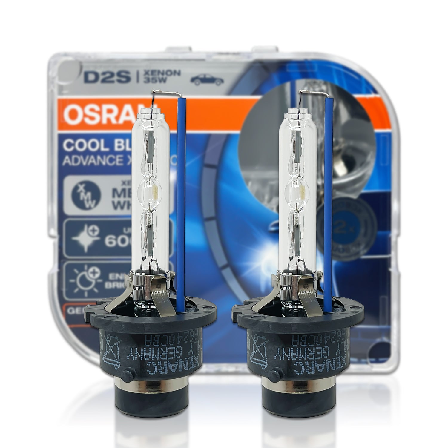 Cougar Motor D2S HID Bulbs 10000K - 35W Xenon Fog Lights, High/Low Beam, 7600LM Brightness, Pack Of 2, OEM Replacement 85122 66240