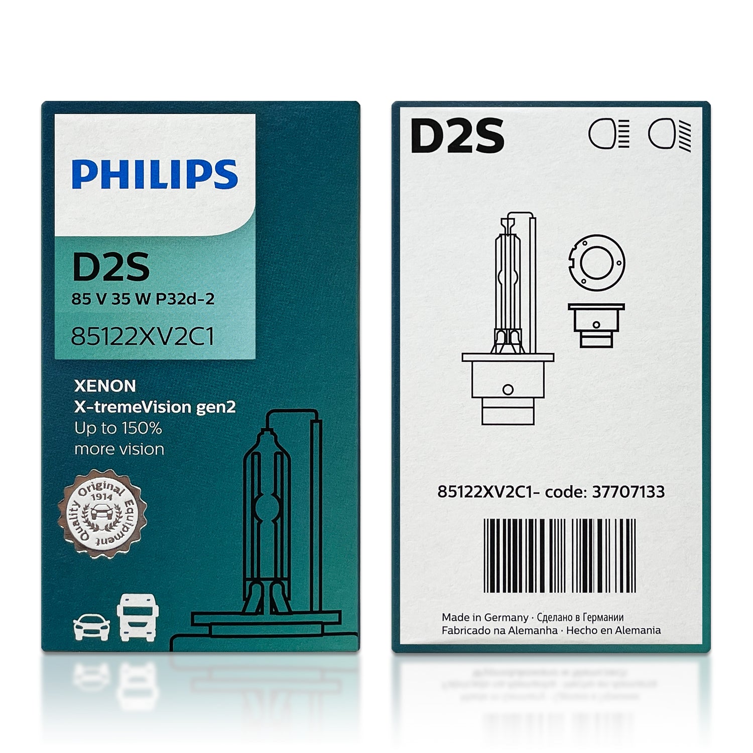 Philips D2S Xenon X-tremeVision PLUS Gen.2 4800K HID Bulb