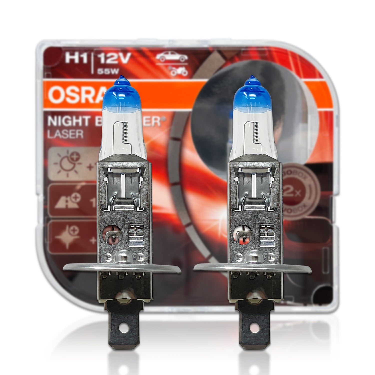 Pack de 2 lámparas H1 Osram Night Breaker Laser +150%