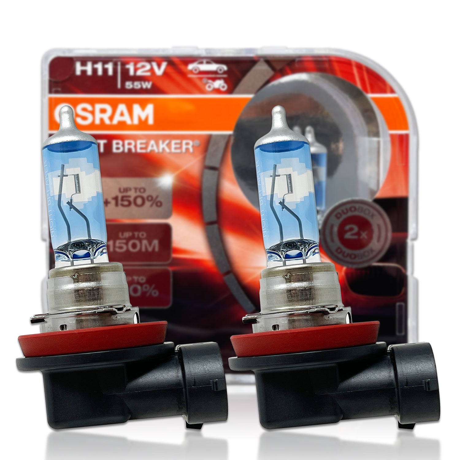 Osram COOL BLUE INTENSE H11, 100% more brightness, up to 5,000K, halogen  headlight lamp, LED look, duo box (2 lamps), 64211CBN-HCB