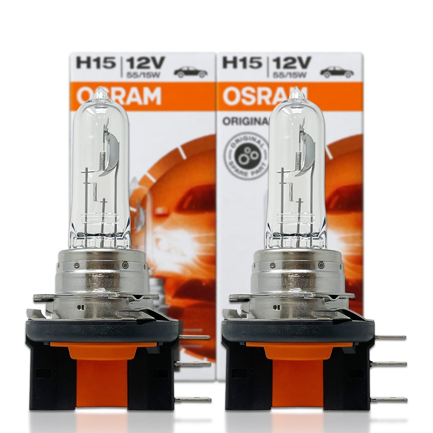 Osram H15 Original Standard OEM Headlight Halogen Bulbs | 64176 | Pack of 2