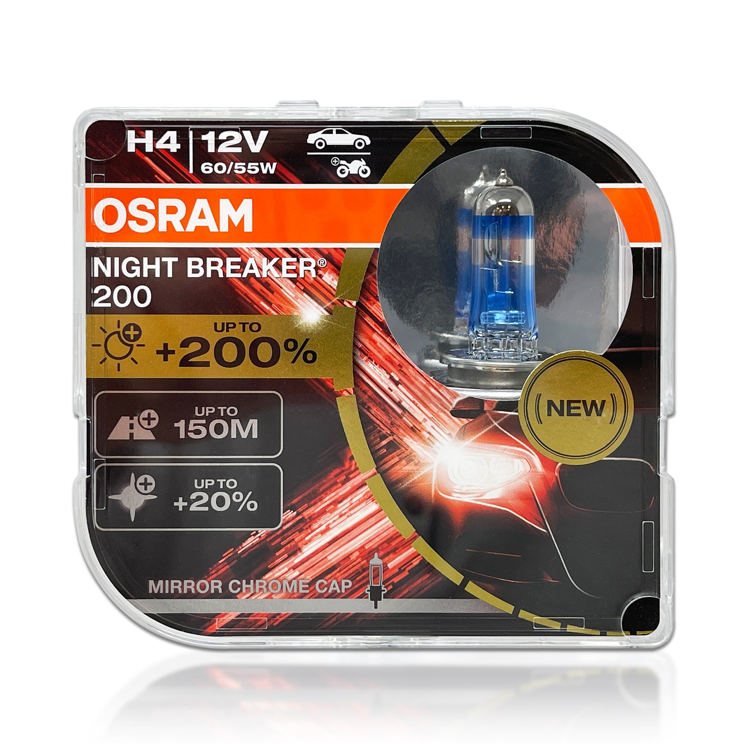 H4 OSRAM Night Breaker 200% Headlight Bulbs 12V 55W (Pair)