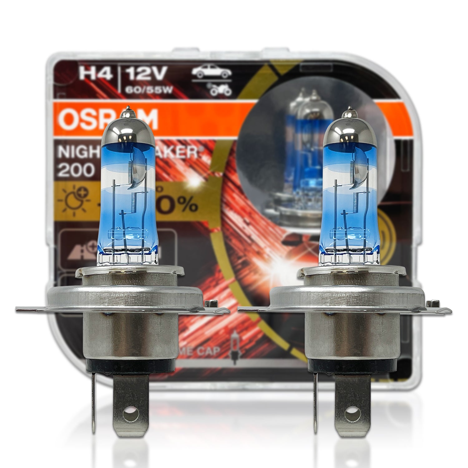 H4 Osram Night Breaker 200 (Pair) & LED side light bulbs