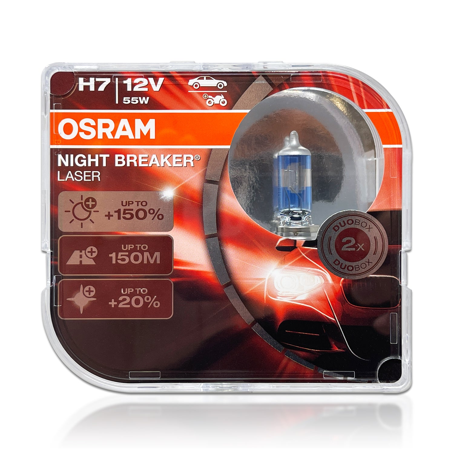 OSRAM NIGHT BREAKER LASER H7, entrée de lumière à 150 %, lampe frontale  halogène, 64210NL-HCB, 12 V, boîtier double (2 lampes) : : Auto et  Moto