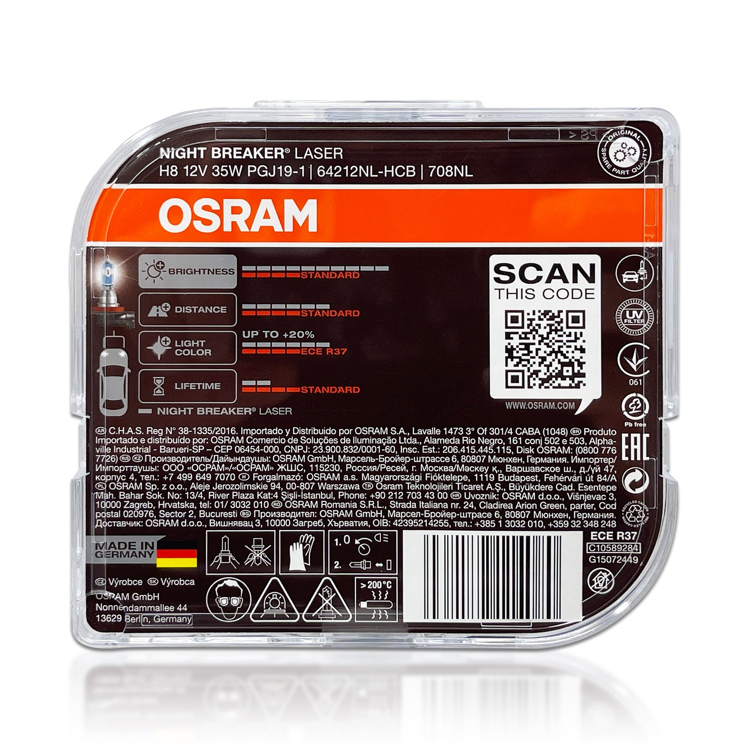 H8 Osram Night Breaker Laser Bulb + 150% Single