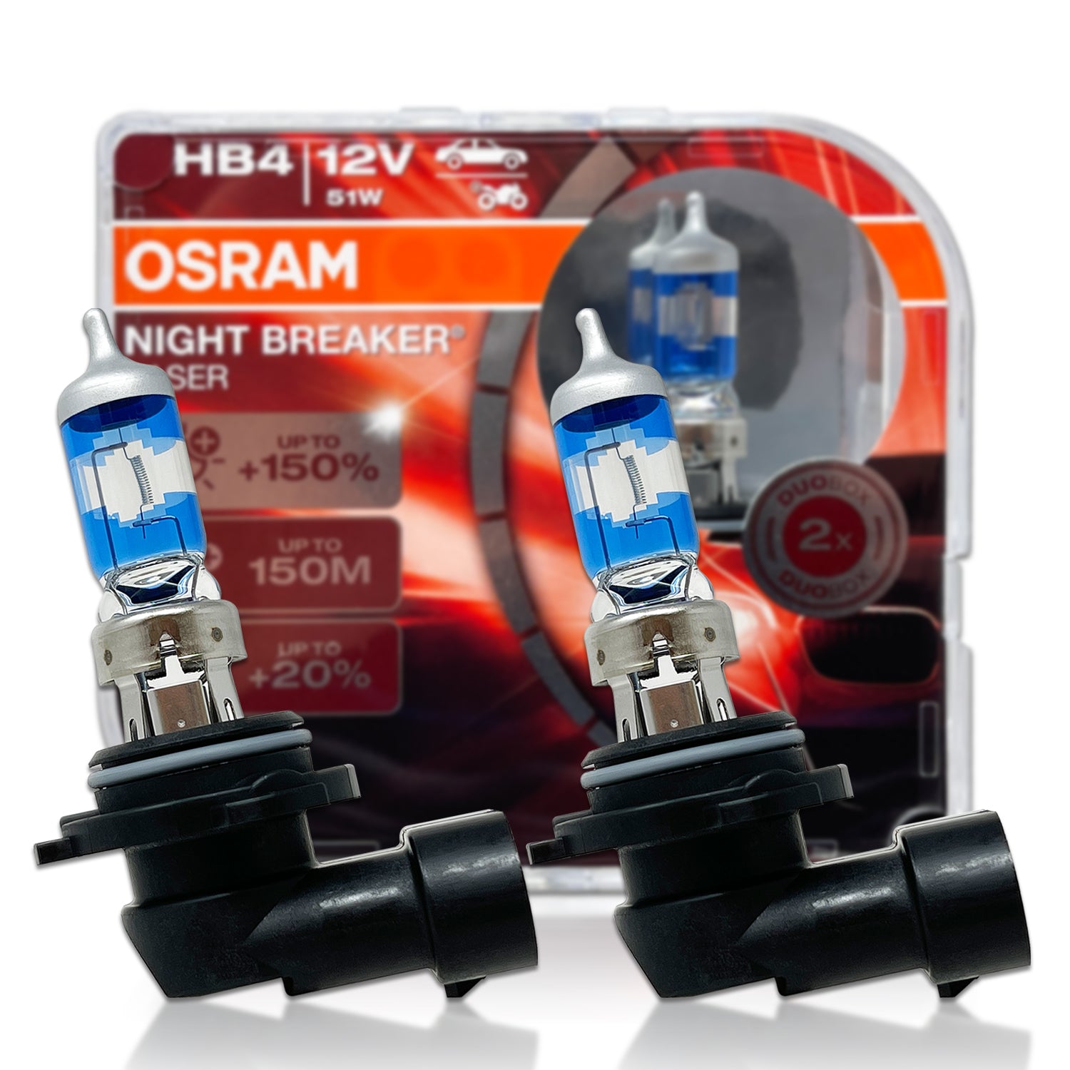 H4/9003/HB2: Osram +150% Night Breaker Laser Halogen Bulb 64193NL