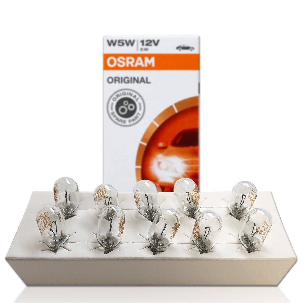 194 T10: Osram W5W OEM Original Standard White Halogen Bulbs | Pack of 10