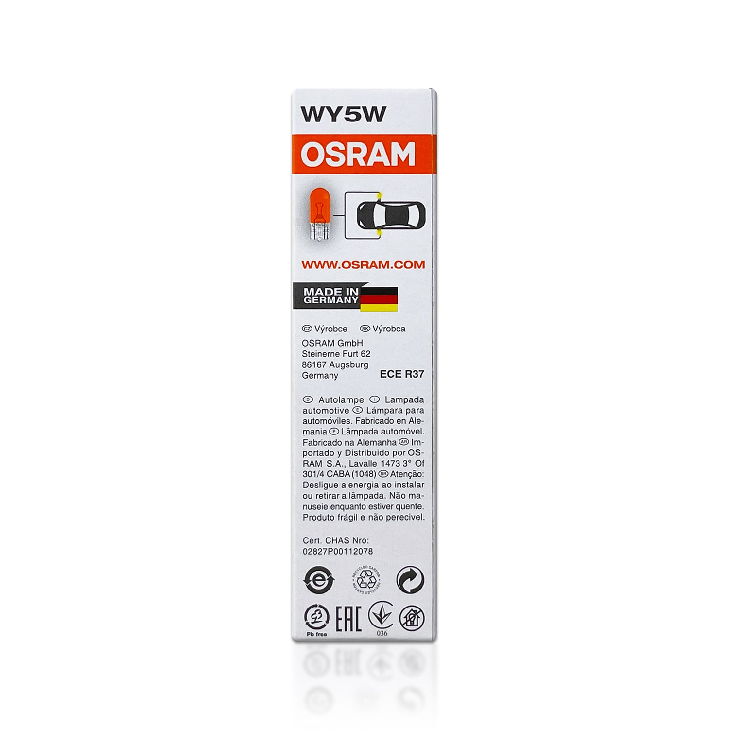 T10 - Osram 2827 Cost-Effective Original Spare Parts Amber WY5W (Pack of 10)