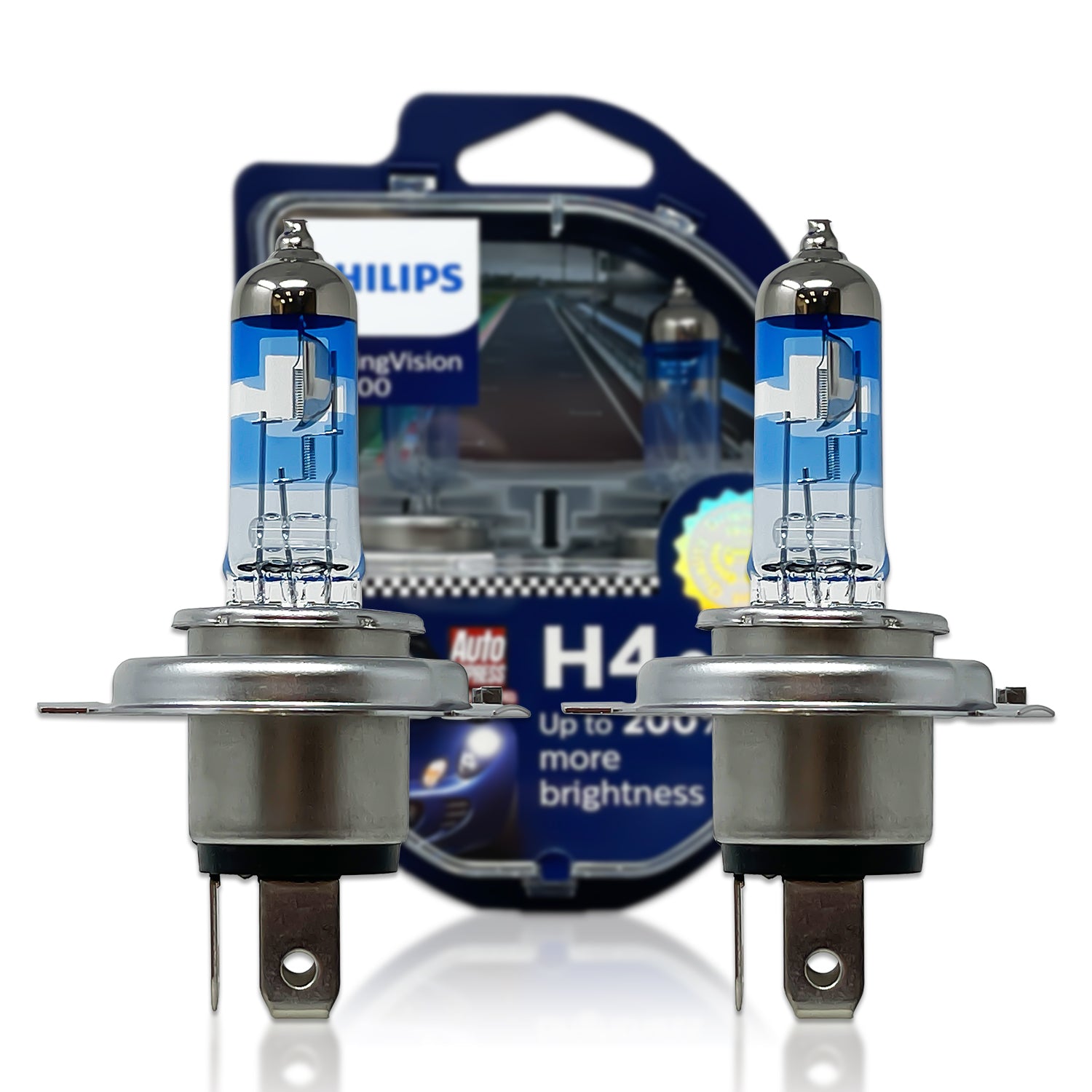 Philips H4 H7 9003 Racing Vision +150% More Brightness Auto Headlight Hi/lo  Beam Halogen Lamp Rally Performance ECE, Pair