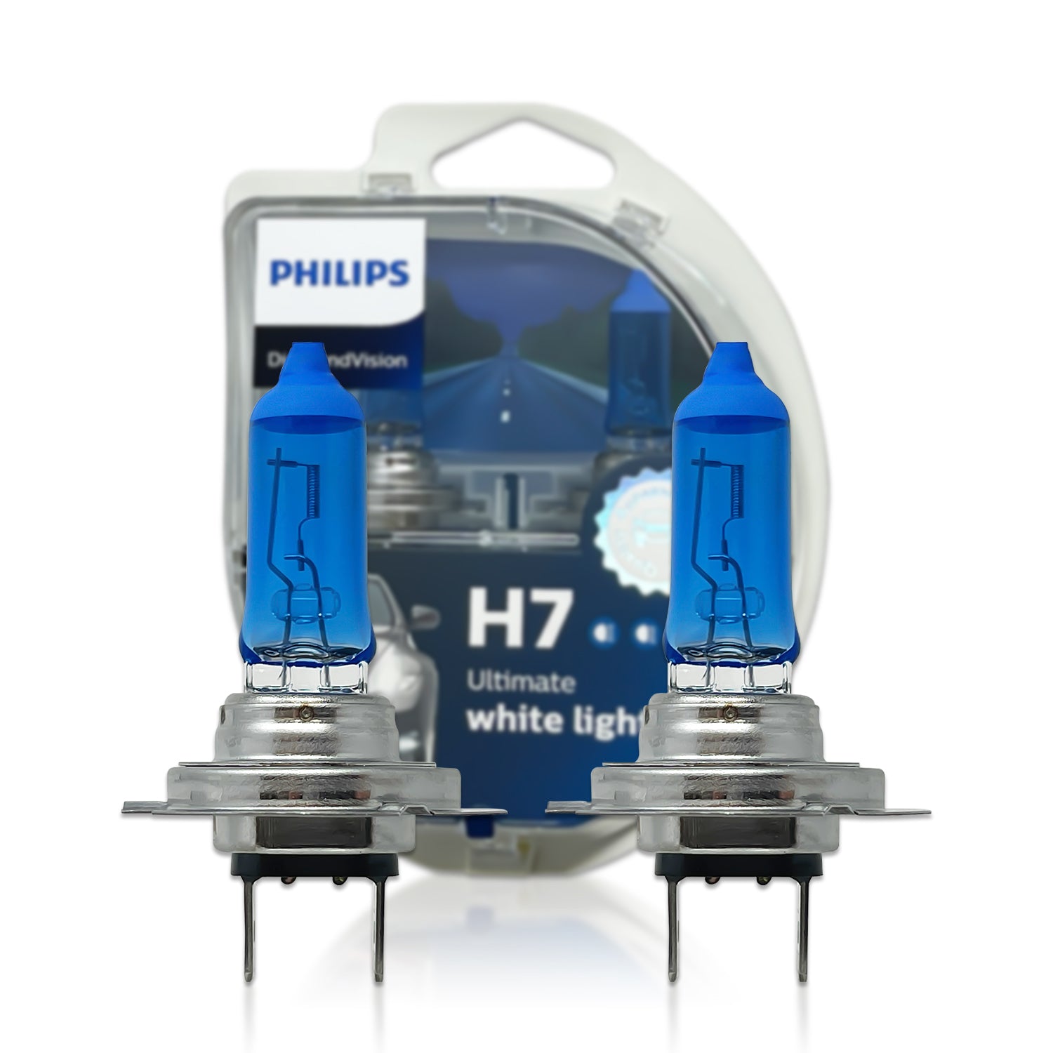Philips Pack of 2 H7 Halogen Headlight Bulbs Diamond Vision 5000K