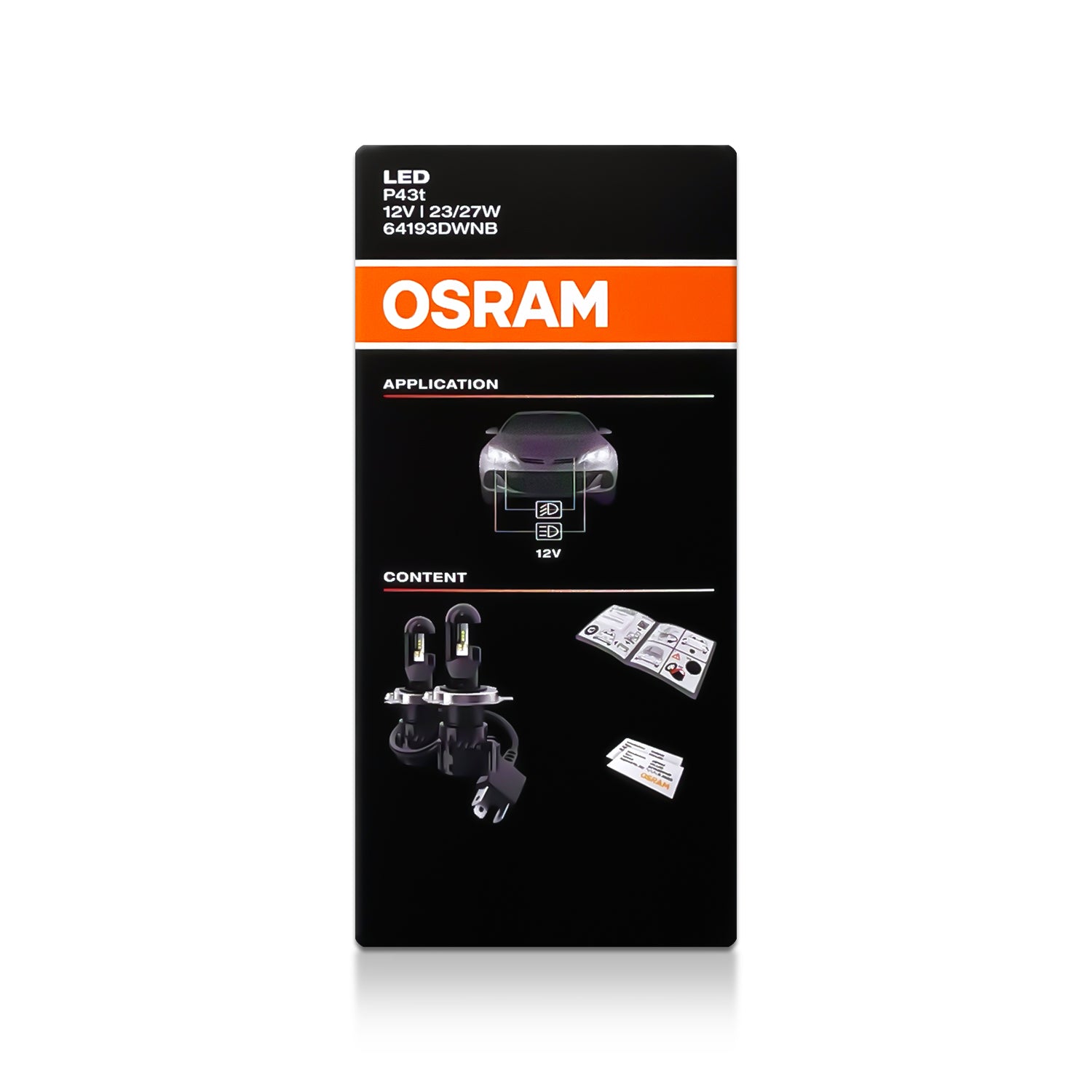  Osram H4 9003 Night Breaker LED High Beam and Low Beam Lamp  64193DWNB Replacement Headlight LED Bulbs 12V 27/23W