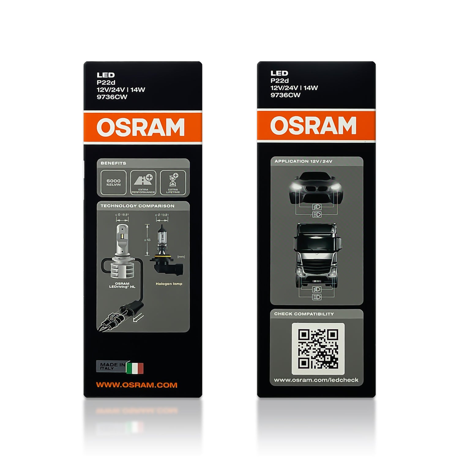  OSRAM 9736CW LEDriving HL, Off-Road ≙ HB4, Feux de Croisement  et de Route à LED, boîte Pliante (2 Lampes), Blanc Froid