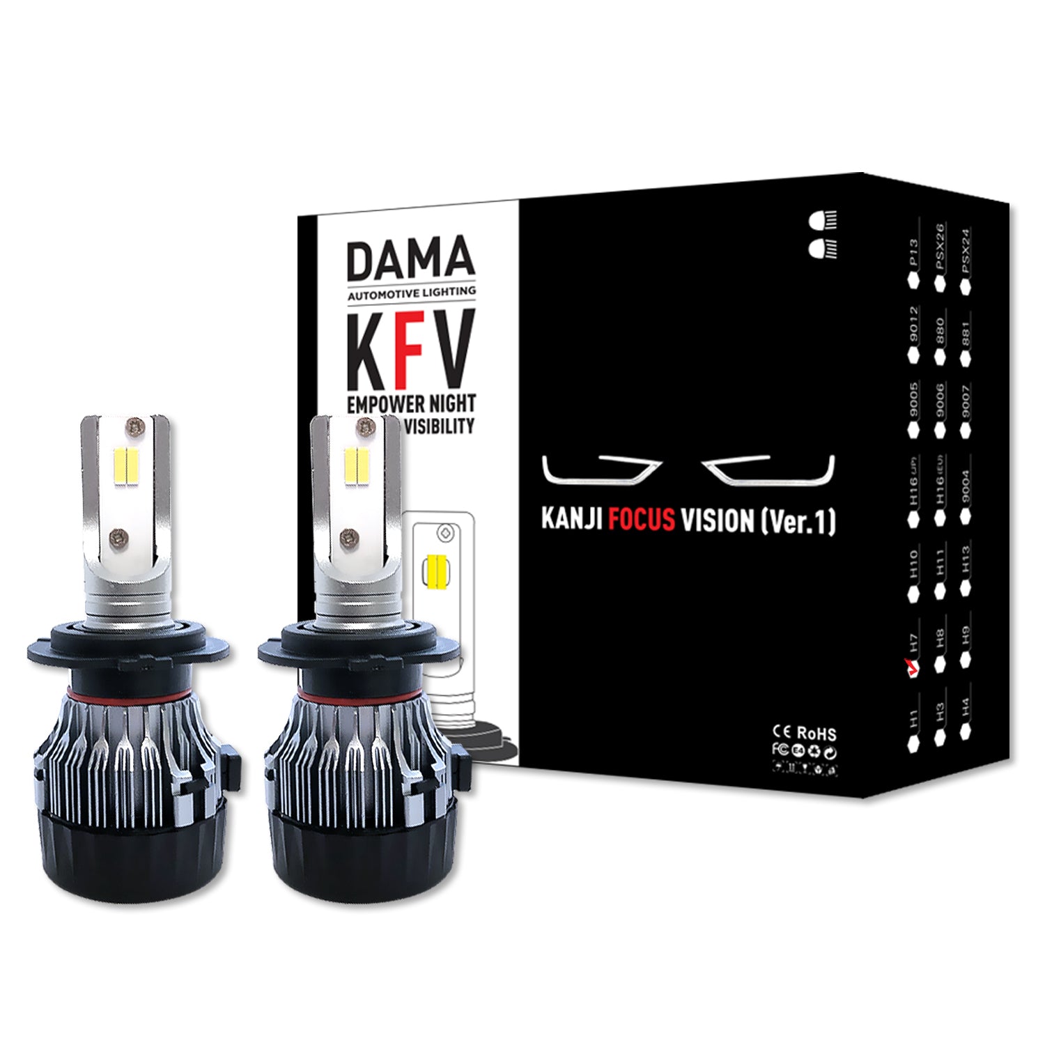 DAMA H7 Kanji Focus Vision LED Bulbs 6000K | Pack of 2 – HID CONCEPT